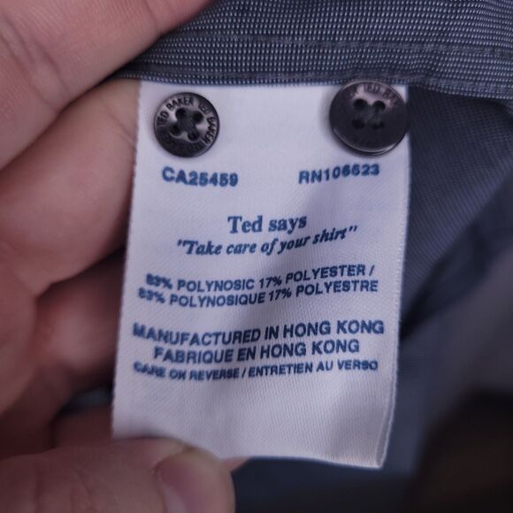 Ted Baker Dress Shirt Mens 4 Blue - Picture 10 of 11